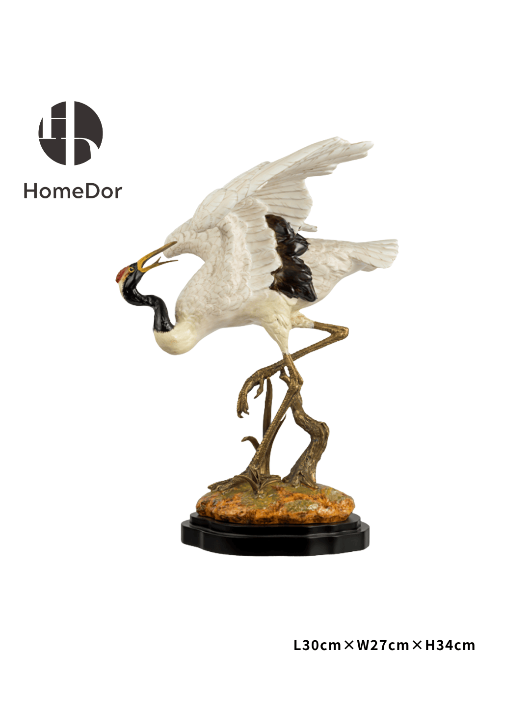 Sophisticated Ceramic Crane Figurine/ Decorative Table Set with Brass Bases8