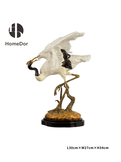Sophisticated Ceramic Crane Figurine/ Decorative Table Set with Brass Bases8