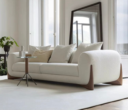 HomeDor Wabi-sabi White Fleece Fabric Sofa