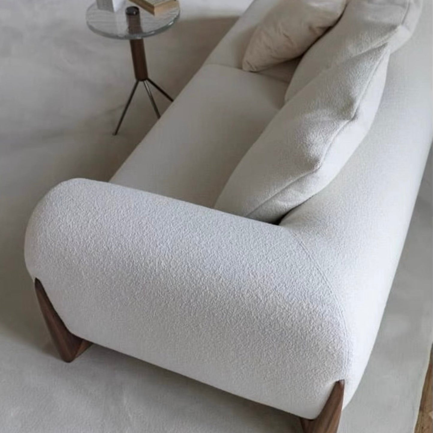 HomeDor Wabi-sabi White Fleece Fabric Sofa