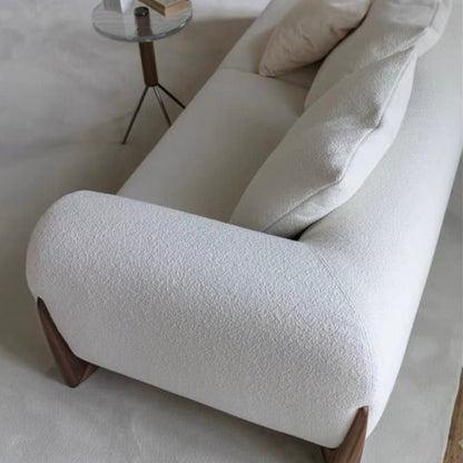 HomeDor Wabi-sabi White Fleece Fabric Sofa