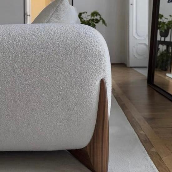 HomeDor Wabi-sabi White Fleece Fabric Sofa