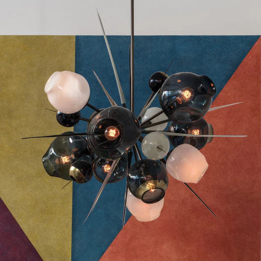 HomeDor Modern Creative Black/White Sputnik Glass Chandelier