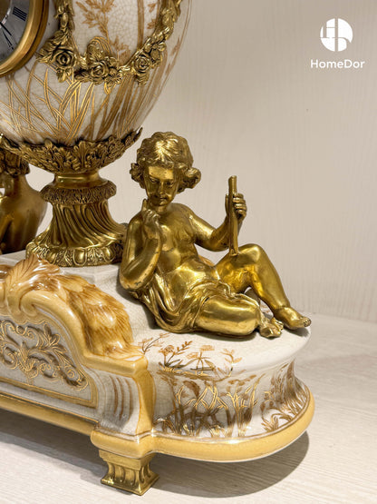 Rococo Revival Putti Three-Piece Clock Garniture