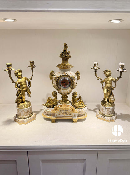 Candelabro de porcelana con forma de querubín de cobre de estilo barroco HomeDor