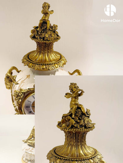 Rococo Revival Putti Three-Piece Clock Garniture