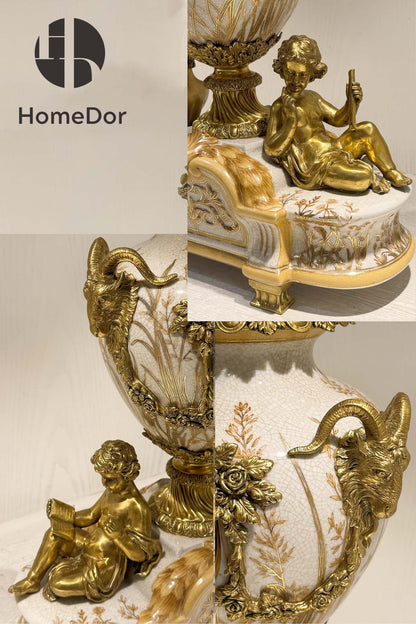 Rococo Revival Putti Three-Piece Clock Garniture
