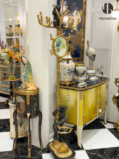 HomeDor Unique Tree Branch Style & Decorative Bear Coat Rack with Mirror