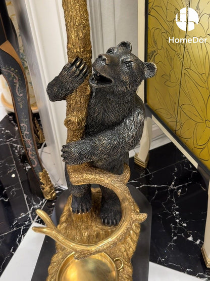 HomeDor Unique Tree Branch Style & Decorative Bear Coat Rack with Mirror