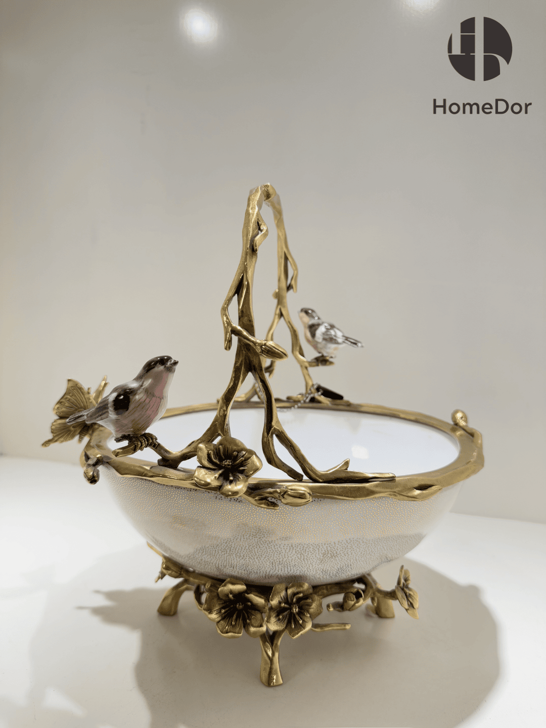 Vintage Birds Nature-Inspired Ceramic Brass Art Table Decor Set11