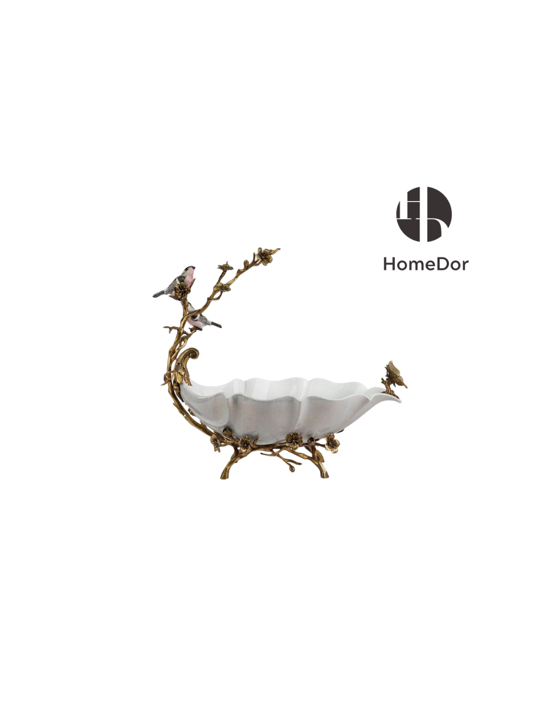 Vintage Birds Nature-Inspired Ceramic Brass Art Table Decor Set6