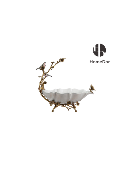 Vintage Birds Nature-Inspired Ceramic Brass Art Table Decor Set6