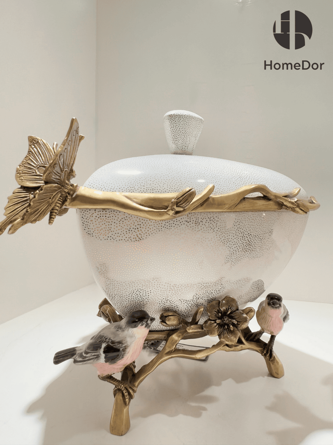 Vintage Birds Nature-Inspired Ceramic Brass Art Table Decor Set7