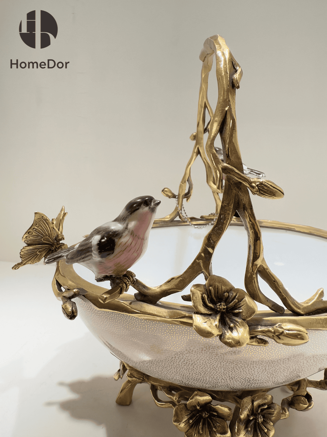 Vintage Birds Nature-Inspired Ceramic Brass Art Table Decor Set8