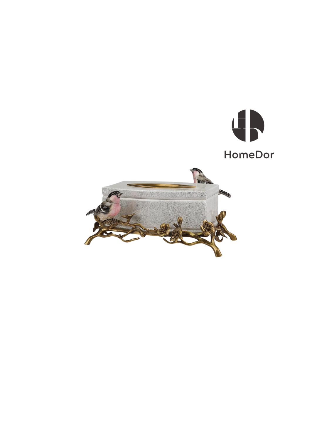 Vintage Birds Nature-Inspired Ceramic Brass Art Table Decor Set 1