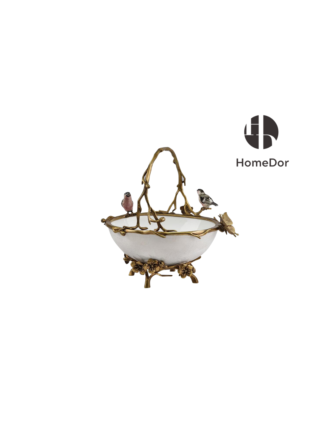 Vintage Birds Nature-Inspired Ceramic Brass Art Table Decor Set5