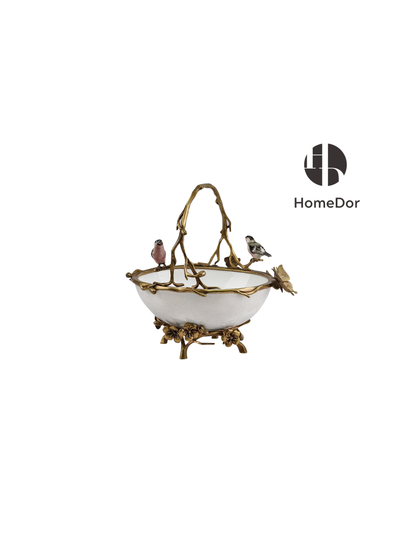Vintage Birds Nature-Inspired Ceramic Brass Art Table Decor Set5