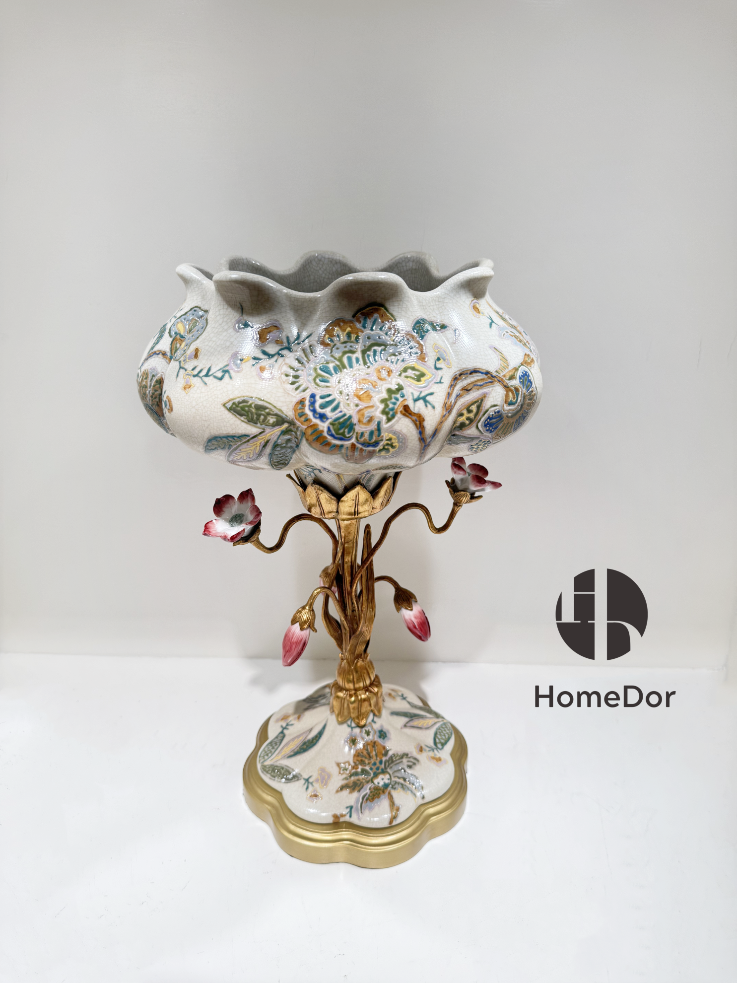 Vintage Chinoiserie Luxury Blossom & Brass Table Decor Set
