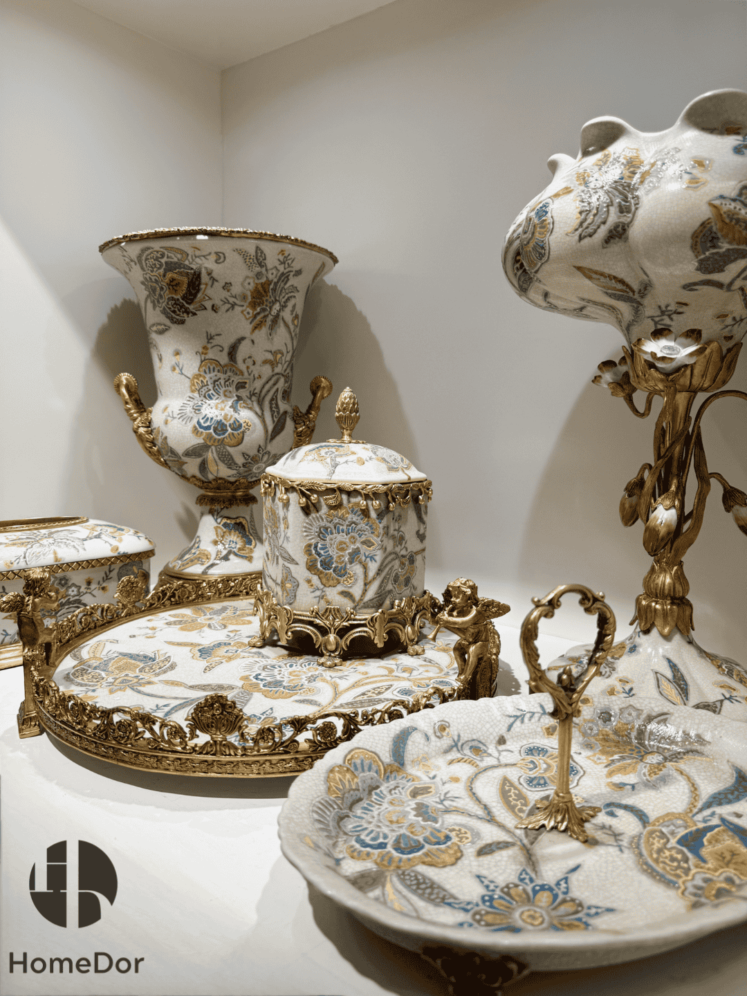 Vintage Rococo Luxury Blossom & Brass Table Decor Set10
