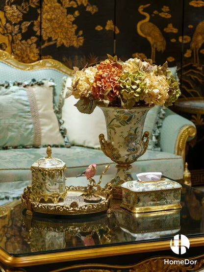 Vintage Rococo Luxury Blossom & Brass Table Decor Set
11