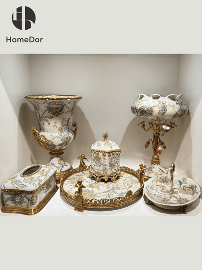 Vintage Rococo Luxury Blossom & Brass Table Decor Set8