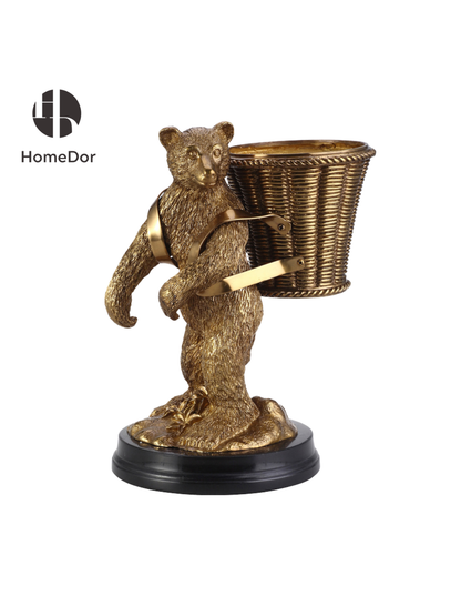 Decorative Bronze Bear Tabletop Wine Holder