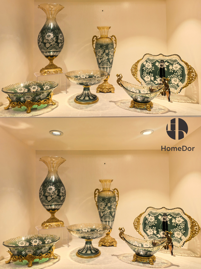 Aurora Glass Deep Verdant Gilded Palace Ensemble