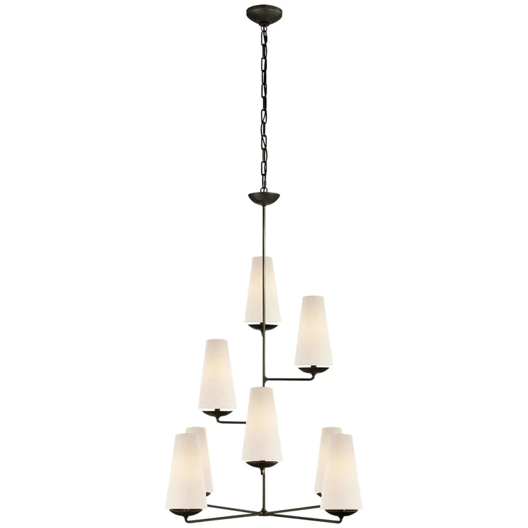HomeDor Traditional White Lampshade Chandelier/Wall Light in Bronze/Black/White Finish Color