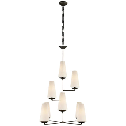 HomeDor Traditional White Lampshade Chandelier/Wall Light in Bronze/Black/White Finish Color