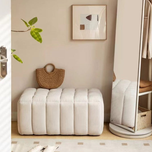 HomeDor Modern Cream White Footstool/Ottoman
