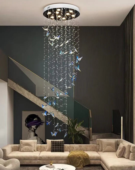 HomeDor Lily Maximalist Butterfly Suspension Crystal Chandelier