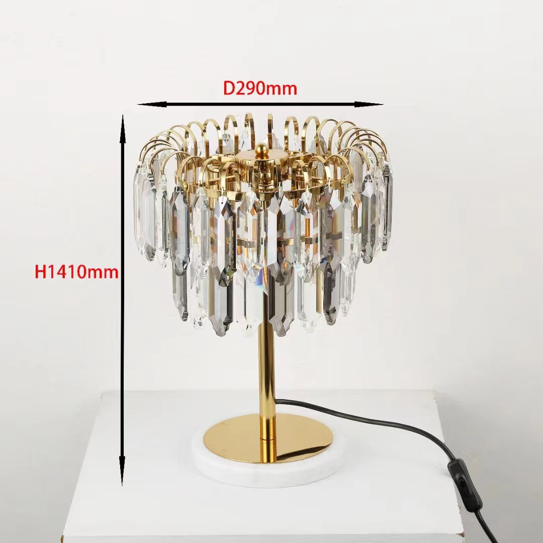 HomeDor Premium Modern Smoky Gray&Clear Crystal Table Lamp