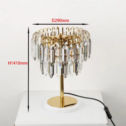 HomeDor Premium Modern Smoky Gray&Clear Crystal Table Lamp