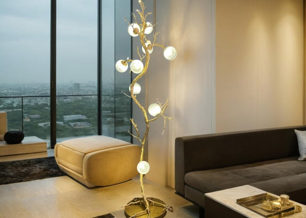 HomeDor Modern Brass Branch Glass Ball Floor Lamp