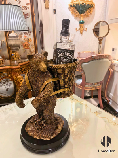 Decorative Bronze Bear Tabletop Wine Holder