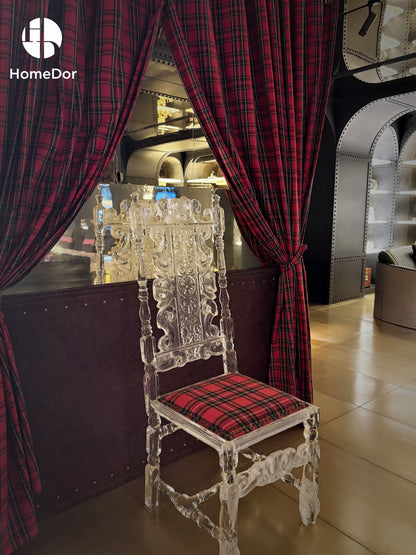 Luxury Scotch Art High-Back Thistle Glacier Crystal Chair by Gordon Gu