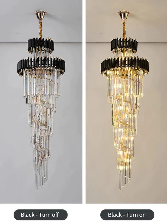 HomeDor Premium Leif Luxury Spiral Crystal Chandelier for Staircase/Grand Hall/Hotel