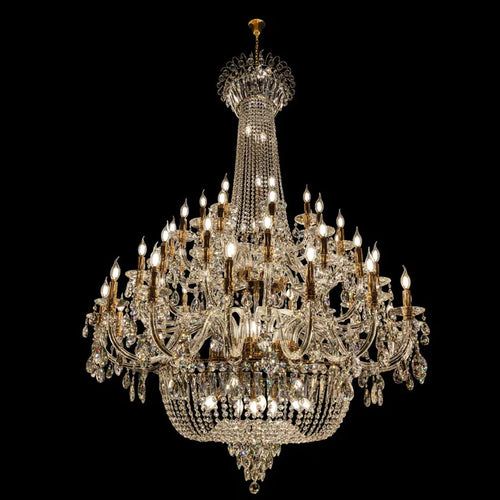 HomeDor-HomeDor Traditional Luxury Mid-century Multi Tiers Candle Chandelier-Chandeliers-4 Layers /D47.2"*H63"/48 Lights-Gold-Warm Light