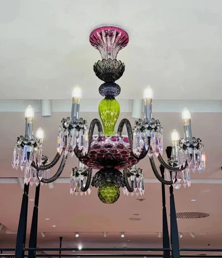 HomeDor Premium Luxury Colorful Candle Crytal Chandelier