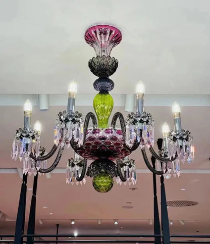 HomeDor Premium Luxury Colorful Candle Crytal Chandelier