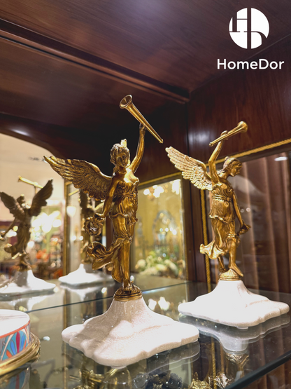 HomeDor Refined Dancing Angel Trumpeter Figurine Pair