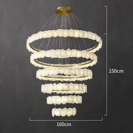 HomeDor Modern Multi-layer White Marble Chandelier for Staircase/Foyer