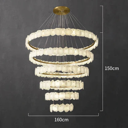 HomeDor Modern Multi-layer White Marble Chandelier for Staircase/Foyer