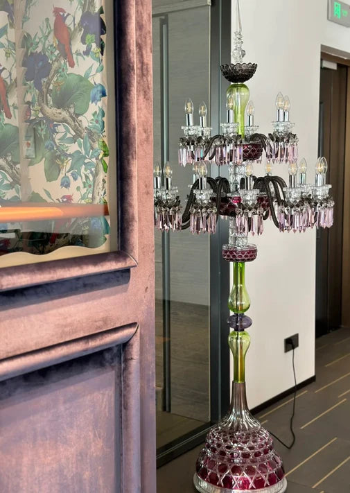 HomeDor Luxury Colorful 18-Light Crystal Floor Lamp