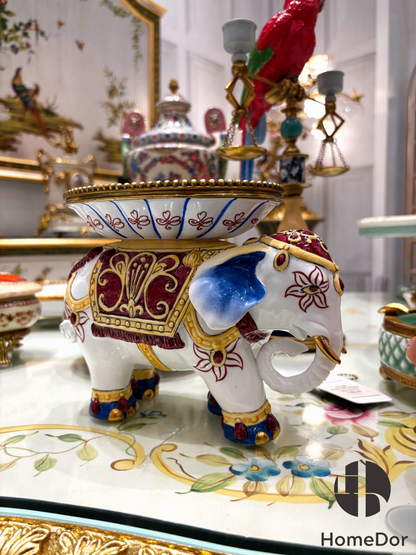 HomeDor Exotic Hand Painted Elephant Decorative Bowl