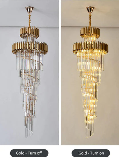 HomeDor Premium Leif Luxury Spiral Crystal Chandelier for Staircase/Grand Hall/Hotel