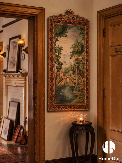 Arte de pared con paisaje pastoral y marco ornamentado HomeDor