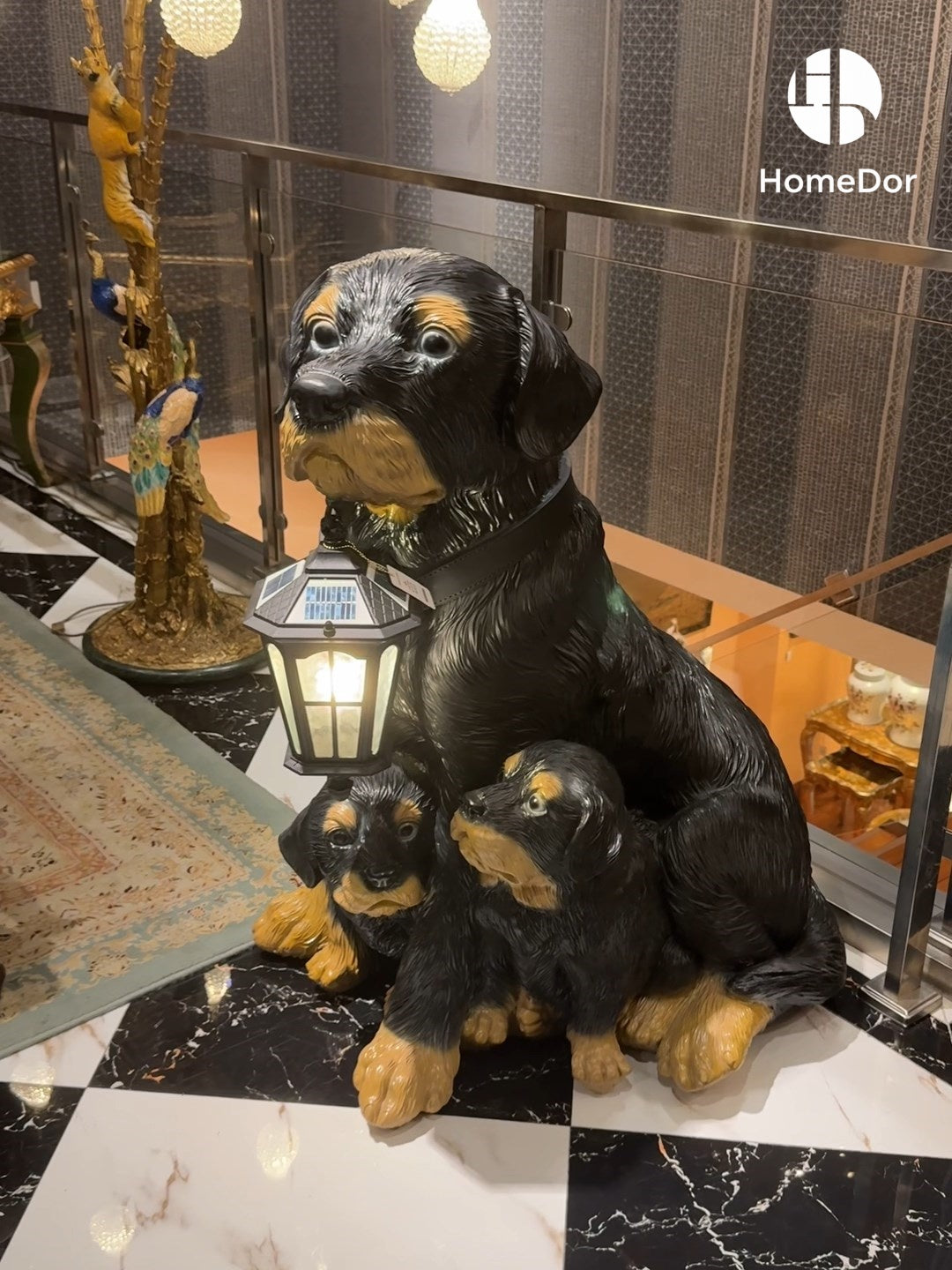 HomeDor Rottweiler Sculpture Brass Floor Lamp
