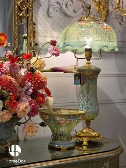 HomeDor × FH&Home | Vintage Art Decor Multiple Colors Glass Table Lamp