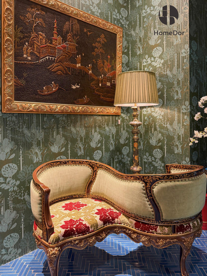 HomeDor × FH&Home |  Luxury Chinoiserie Style Crackle Fabric Figure Landscape Wall Decor